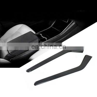 Carbon Fiber Car Interior Center Console Side Trim Strips For Tesla Model 3 2019 Inner Accessories Protective Cover