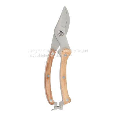 High Quality Stainless Steel Pruning Shear Garden Scissors Branch Scissors With Color Wood Handle
