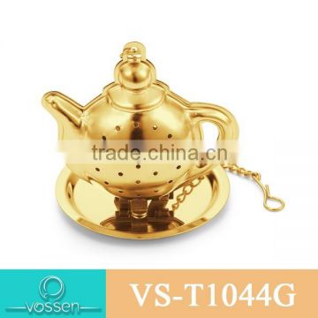 Gold plating tea pot shaped E tea infuser