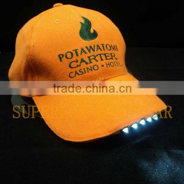 10x10 100% heavy brushed cotton customized embroidery logo big LED caps and hats
