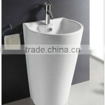 Made in china ceramic one piece free standing pedestal basin/bathroom design (BSJ-B116)