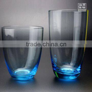 China manufacture blue solid color drinking tumbler popular customized size color