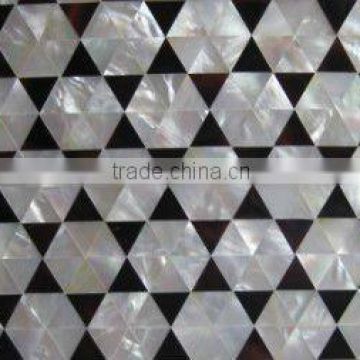 Triangle white lip & black pen mixed shell mosaic tiles