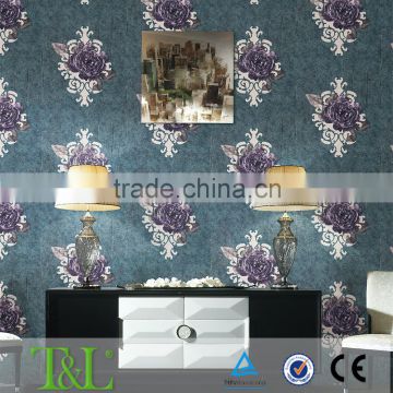 Luxury big flower pvc wallpaper china