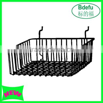 Metal Wire Hanging Basket for Slatwall, Gridwall or Pegboard chrome bracket