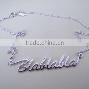 custom lettering necklace, silver necklace, logo necklace, necklace pendant
