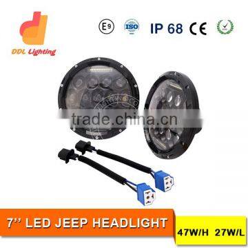 75W 7'' Round LED Headlight for Jeep Wrangler lights 12V 24V jeep wrangler headlight
