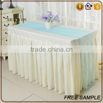 best selling organza fabric square size soft blue table runner