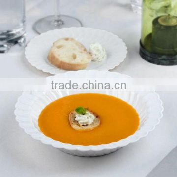 12 oz Plastic white round scalloped dessert Bowl for sale,OEM plastic soup salad scalloped white bowl 12 oz