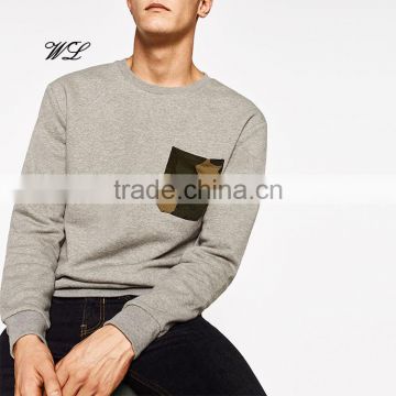 Pullover Design Digital Camo Pockets Man Knit Fabric Plain Sweatshirt