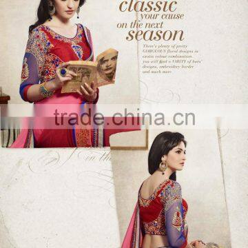 Glorious Full Dark Pink Color Saree With Nicce Bordered Season In Style Designer Sarees