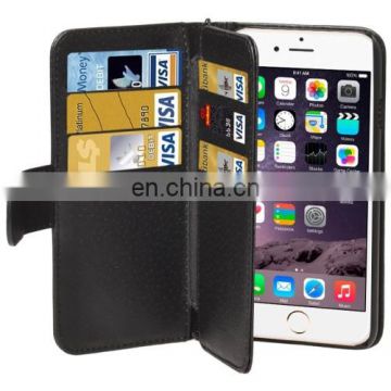 New Design Wallet Style Six Card Slots PU Leather Case with Lanyard for iPhone 6