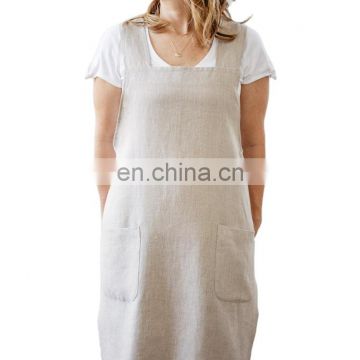 Adjustable japanese style kitchen linen aprons, Linen Cross Back Apron