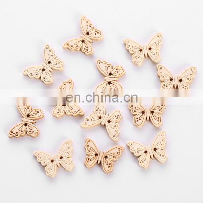Painted Natural Cartoon Craft Mixed Animal Colored Cute DIY Butterfly Wood Button
