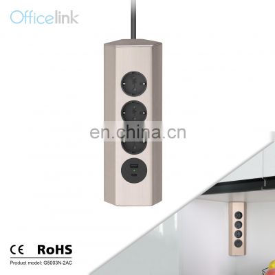 Kitchen socket with European sockets and USB QC charger