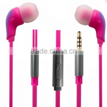 flat wire earphone with mic for in ear flat wire earbuds / earphone / headphone with mic