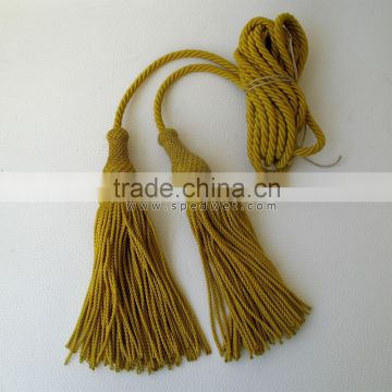 French gold metallic bullion regular silk tassels for church vestments | Silk tassels supplier from pakistan
