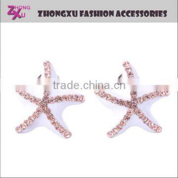 New beautiful crystal starfish earring for 2014