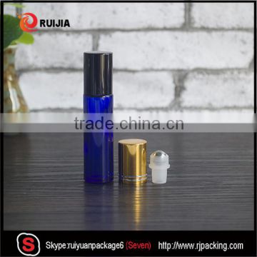 10ml blue glass essential oil bottle with a metal roller ball roll on shape                        
                                                                                Supplier's Choice
