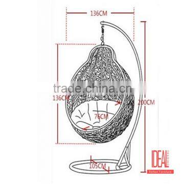 Outdoor Patio Garden Rattan Hanging Egg basket Swing Chair with Metal Stand