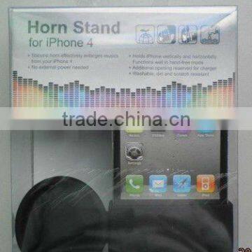 Retail PVC box packing Silicon rubber horn stand for iphone4G 4S