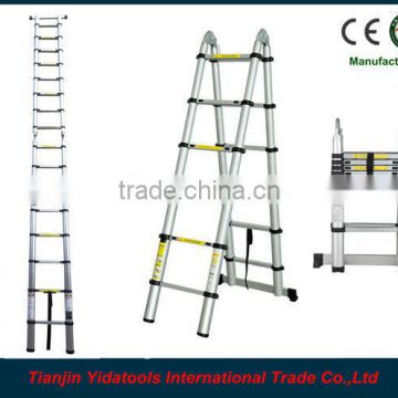 2x7 steps 4.4m EN131 extension telescopic aluminum retractable ladder