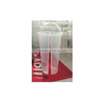 700ml two compartment cup plastic juice cup with straw & Dome & Flat lid