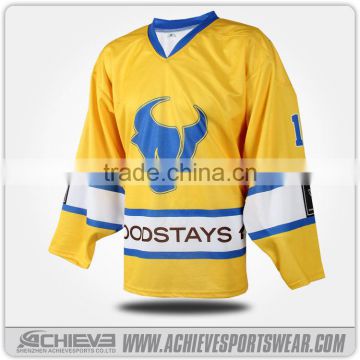 Custom Made USA Team Set Yellow Hockey Jersey Design
