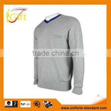 ISO9001/BSCI Manufature blank light grey acyclic varsity sweater