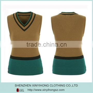 custom knitted golf vest,combination women vest,latest design ladies vest