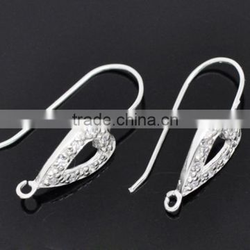 Sterling Silver Heart Earwire Hooks with Loop 23x12mm pair