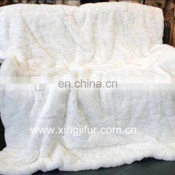 natural white color rex rabbit fur blanket