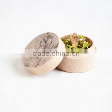 Accept OEM Natural color solid wooden box round,mini wood round boxes
