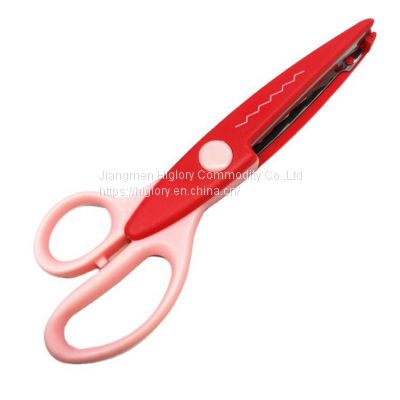 High Quality plastic zig zag safety Color style comfy grip paper cutting children lace scissors