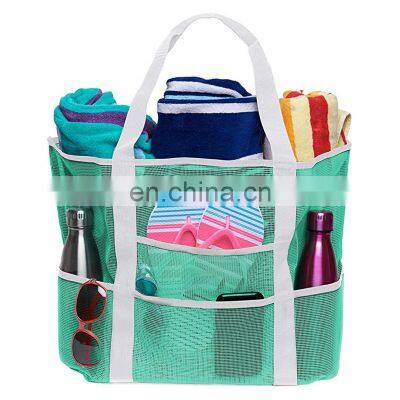 New 2022 Customised OEM New Trendy Logo Fashion Woman Big Designer Large PVC Custom Summer Mesh Beach Bag