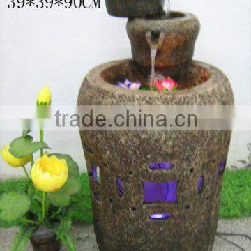 Polyresin outdoor fountain with light,39x39x90cm