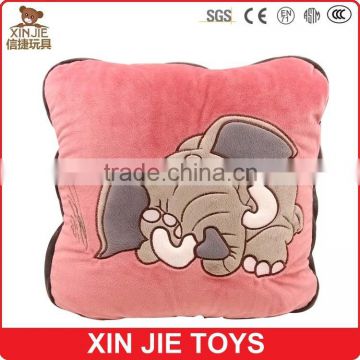 hot selling cheap plush animal embroidered pillow with blanket