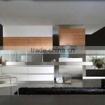 Modern mix style lacquer mixed wood veneer kitchen cabinet