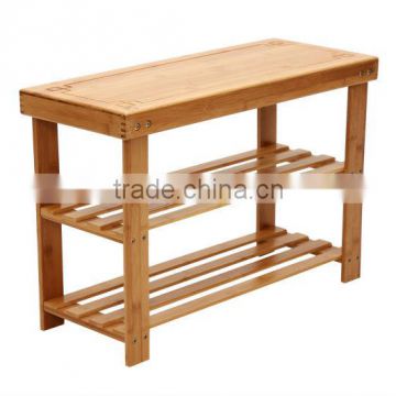 long natural bamboo shoes rack bench stool