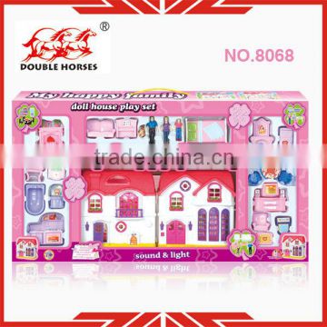 plastic play set 8068 plastic toy villa with doorbell,light and pendant lamp