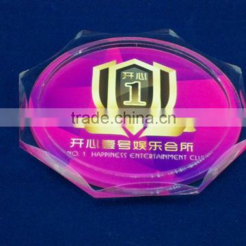 follower shape acrylic lucite cup coaster