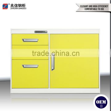 Combined Mobile Caddy with 3 drawers and 1 Tambour Door short ark under the desk code lock stainless steel file cabinet