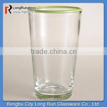 LongRun Special Green Rimmed Glass Tumblers High Quality Drinking Glass Cups Set