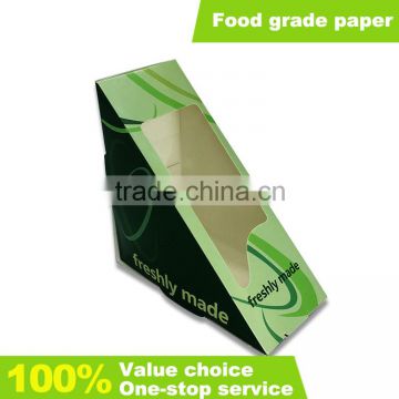 Custom Food Grade Paper Triangle Sandwich Box With Clear Window