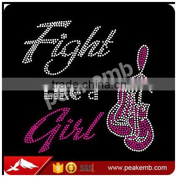 Fight Like A Girl Breast Cancer Heat Press Rhinestone Design