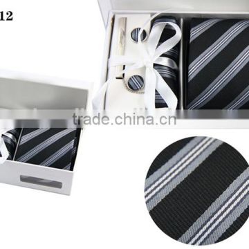 WL-12 Men's 100% polyester stripped tie with box set
