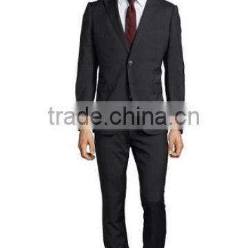 Solid Anthracite Wool 'M Line' 2-Button Suit With Flat Front Pants (SHT1089)