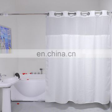 New Design Sheer Design Luxury Waterproof Dobby Weave Hookless Shower Curtain with Liner