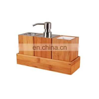 New design rectangle decorative bamboo bathroom set bath ensembles