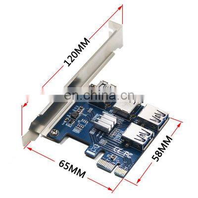 High-speed Pci-e 1 To 4 Riser Card Usb3.0 Converter Extender Pcie1x To 16x Slot Adapter